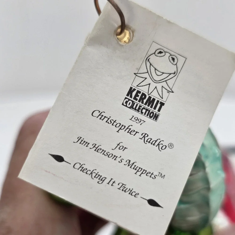 Christopher Radko Kermit Muppets Checking It Twice 1997 Glass Christmas Ornament